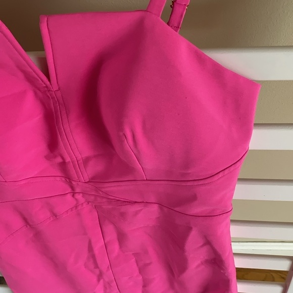 Laundry By Shelli Segal Hot Pink Split Front Sheath Formal Cocktail Gown Size 4 - Picture 8 of 16